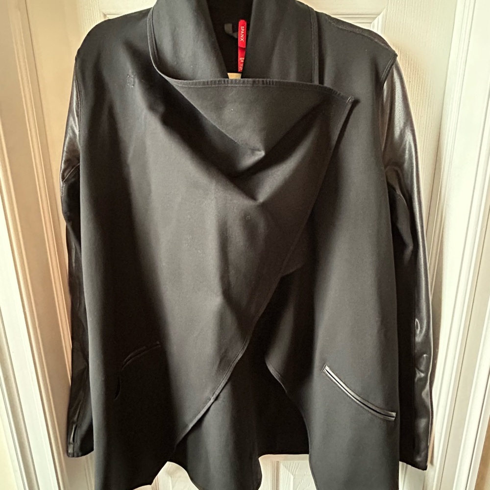 Spanx Stylish Black Faux Leather Women's Jacket